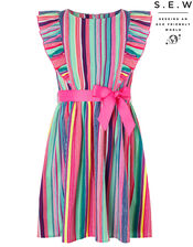 Ophilia Colourful Stripe Dress in Recycled Polyester, Multi (MULTI), large