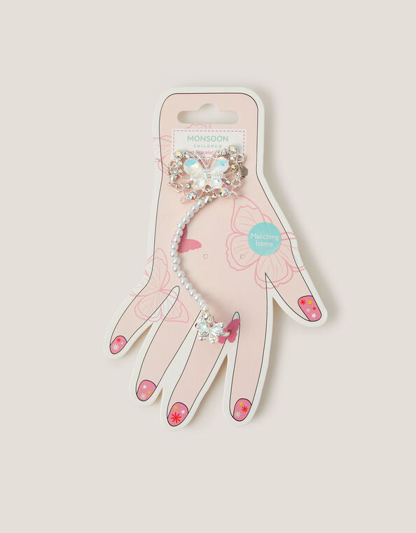 Butterfly Linked Bracelet & Ring Set, Silver (SILVER), large