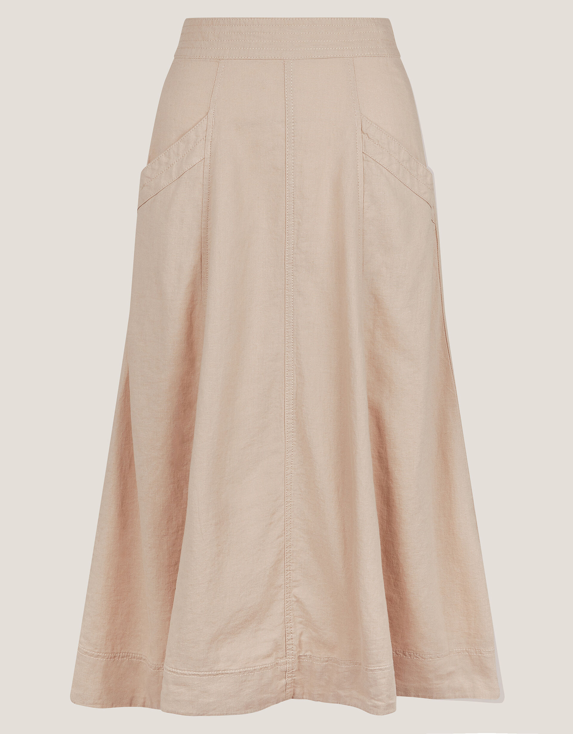 Harper Linen A-Line Midi Skirt Natural | Skirts | Monsoon UK.