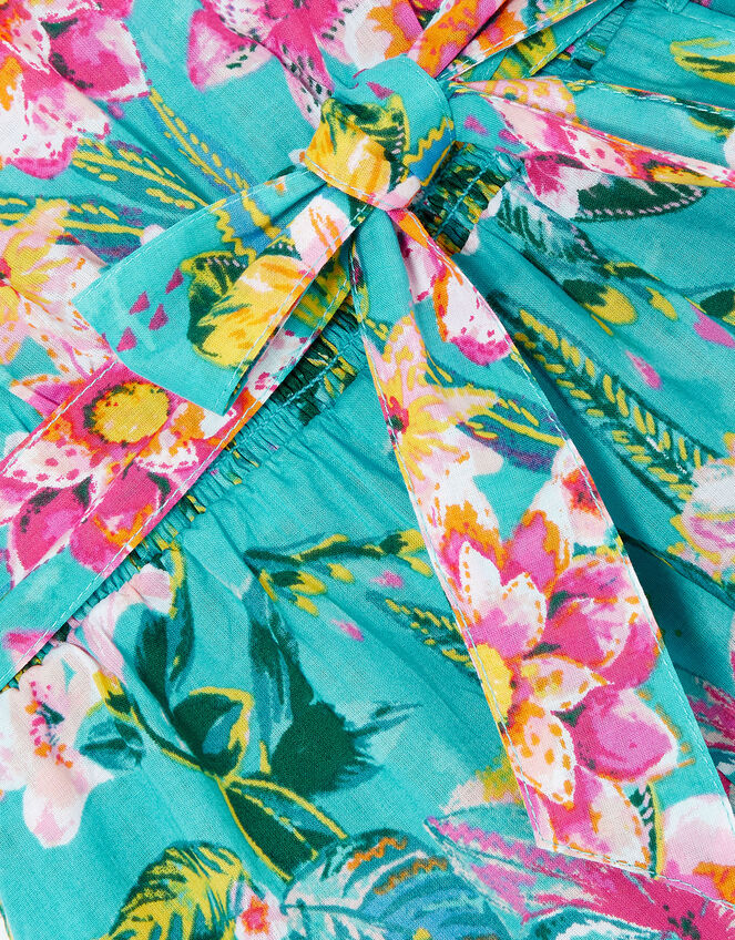 Floral Print Sequin Halterneck Playsuit , Green (GREEN), large