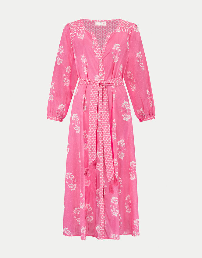 East Amber Floral Print Midi Dress, Pink (PINK), large