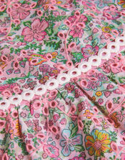 Baby Broderie Floral Puff-Sleeve Dress, Pink (PINK), large