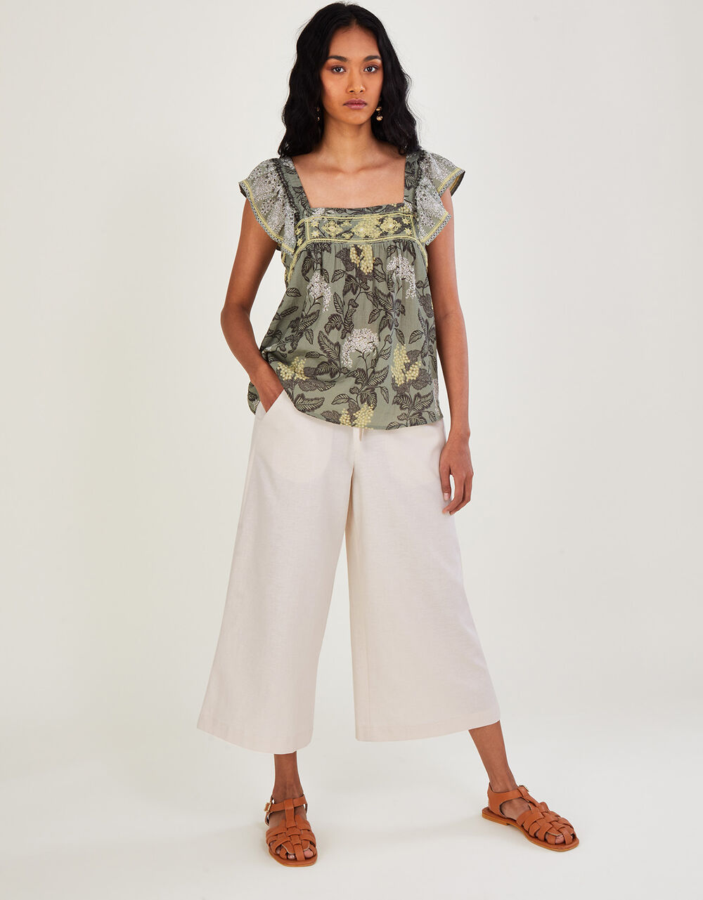 Women Women's Clothing | Pull On Trousers in Linen Blend Natural - QQ19375
