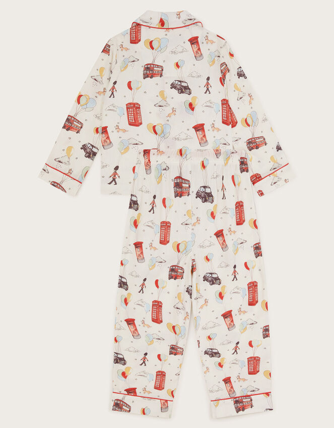 London Print Flannel Long Pyjamas Set, Ivory (IVORY), large
