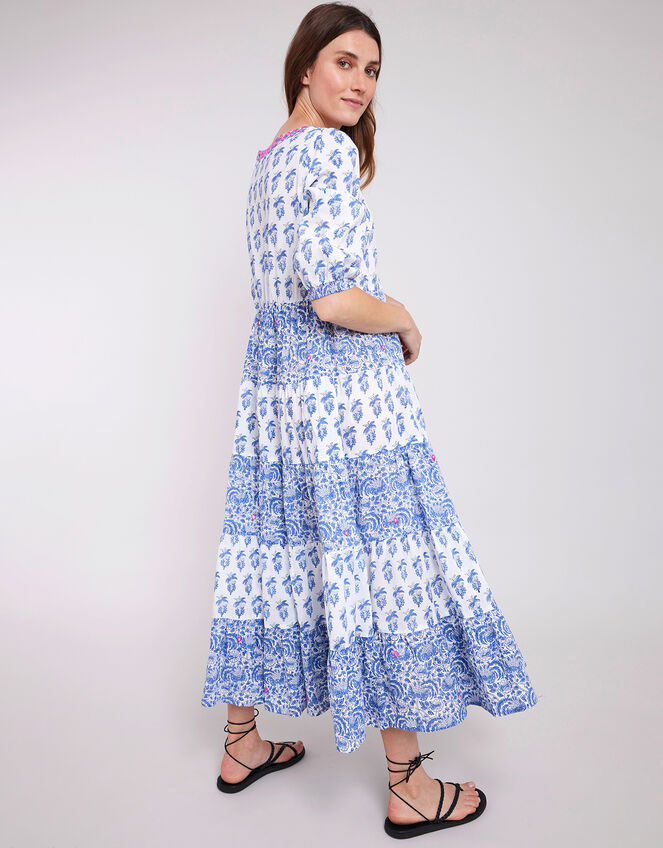 East Aoki Block Print Maxi Dress, Blue (BLUE), large