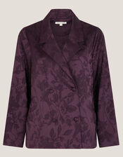 Rory Floral Satin Blazer, Purple (PURPLE), large