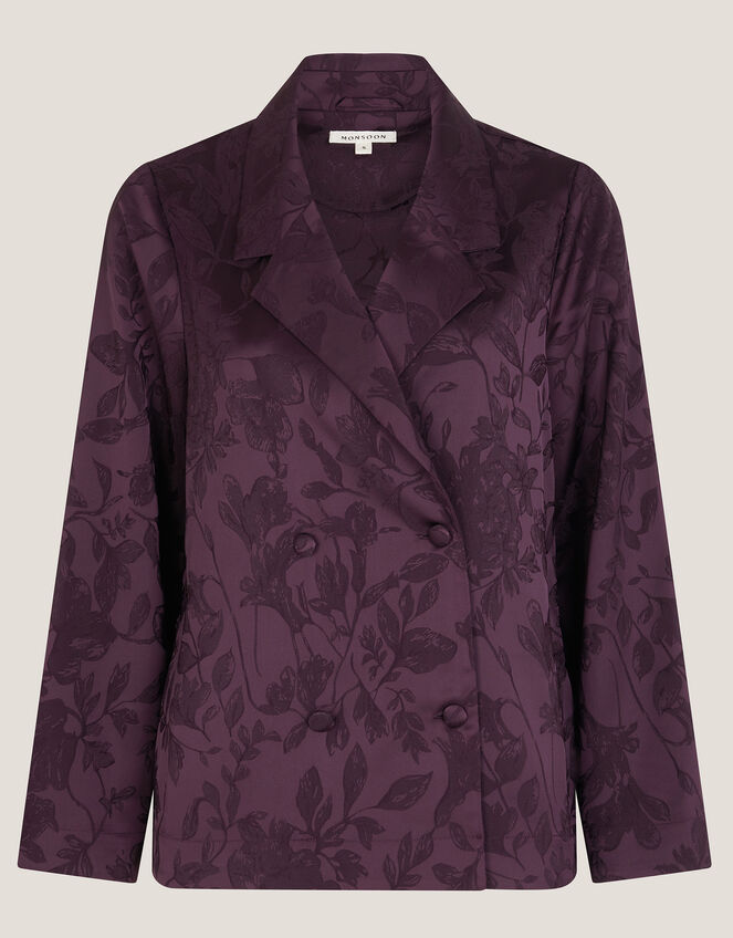 Rory Floral Satin Blazer, Purple (PURPLE), large