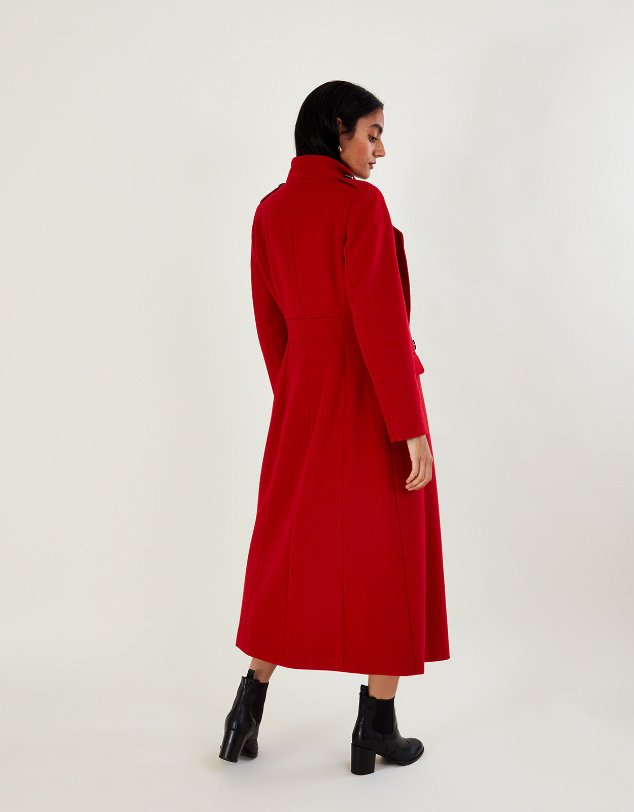 Vanessa Skirted Coat in Wool Blend Red