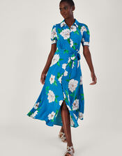 Milana Embellished Shirt Dress in Sustainable Viscose, Blue (BLUE), large