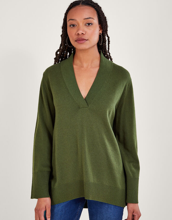 Collar Wool Jumper, Green (GREEN), large