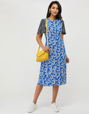 Delta Contrast Print Midi Dress, Blue (BLUE), large