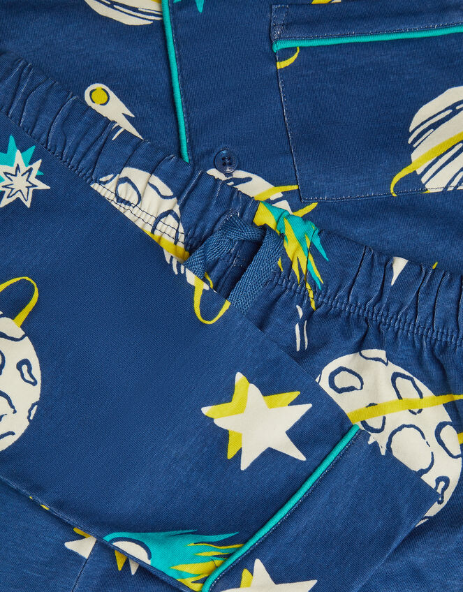 Space Print Jersey Long Pyjamas Set, Blue (NAVY), large