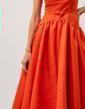 Mila Fit and Flare Midi Dress, Orange (ORANGE), large