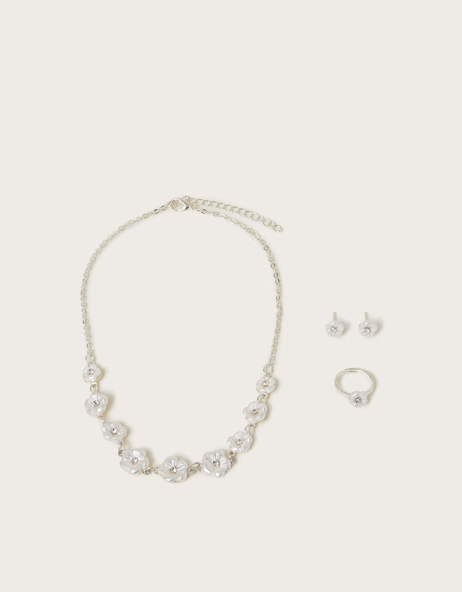 Pearly Flower Jewellery Set, Ivory (IVORY), large