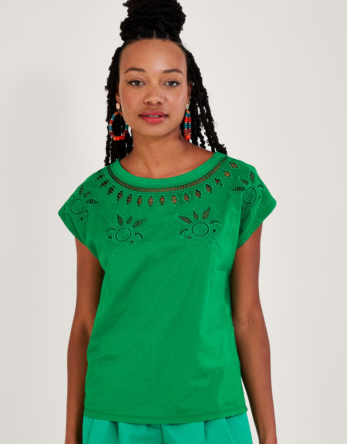 Floral CutOut TShirt Green Tops & Tshirts Monsoon UK.