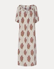 Par & Escala Justina Floral Stripe Maxi Dress, White (WHITE), large