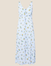 Gabriella Gingham Floral Dress, Blue (BLUE), large