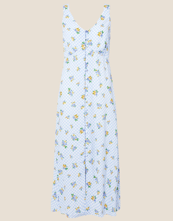 Gabriella Gingham Floral Dress, Blue (BLUE), large