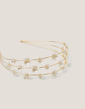 Flower Pearl Wire Headband, Ivory (IVORY), large