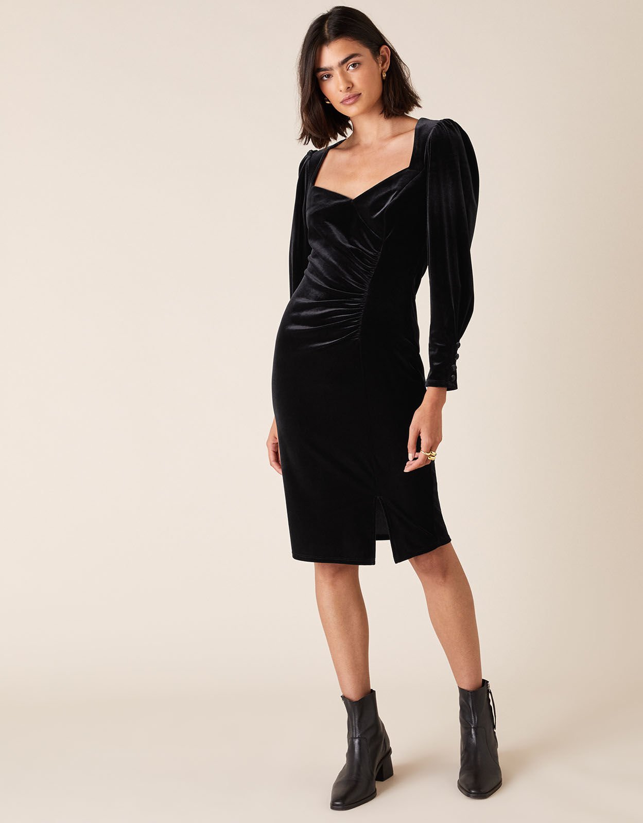Monsoon black sale velvet dress
