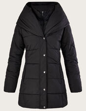 Laura Padded Short Coat in Recycled Polyester, Black (BLACK), large