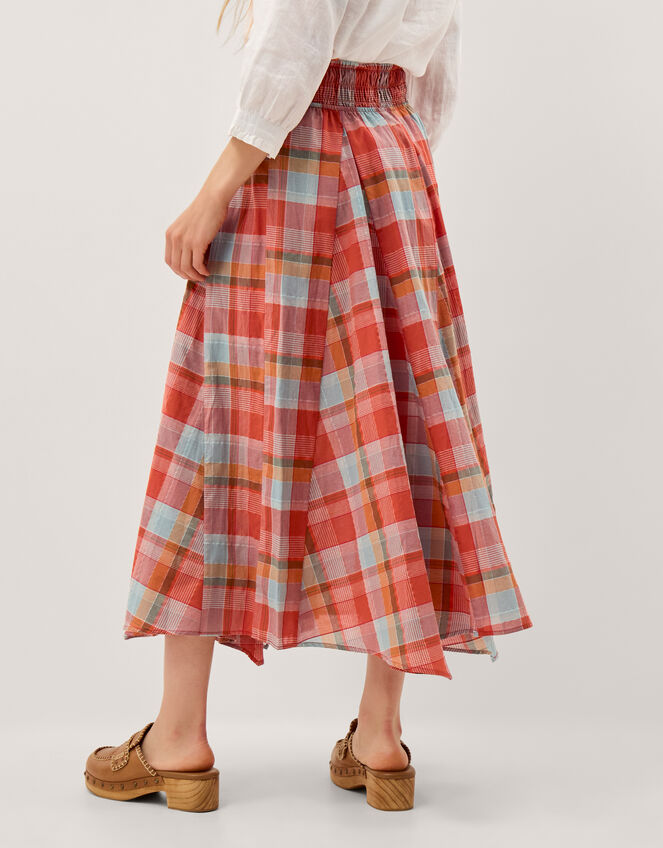 Cecily Check Midi Skirt Orange