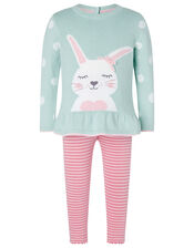 Baby Bunny Knit Top and Leggings Set, Blue (AQUA), large