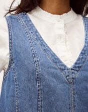 Tessa Sleeveless Denim Midi Dress, Blue (MID AUTHENTIC BLUE), large