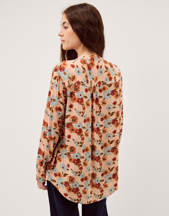 Olive Floral Print Blouse, Ivory (IVORY), large