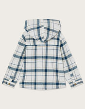 Check Lined Hooded Shacket, Blue (NAVY), large