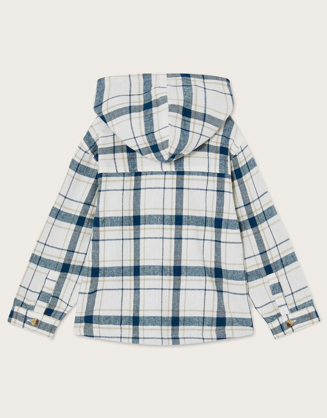 Check Lined Hooded Shacket, Blue (NAVY), large