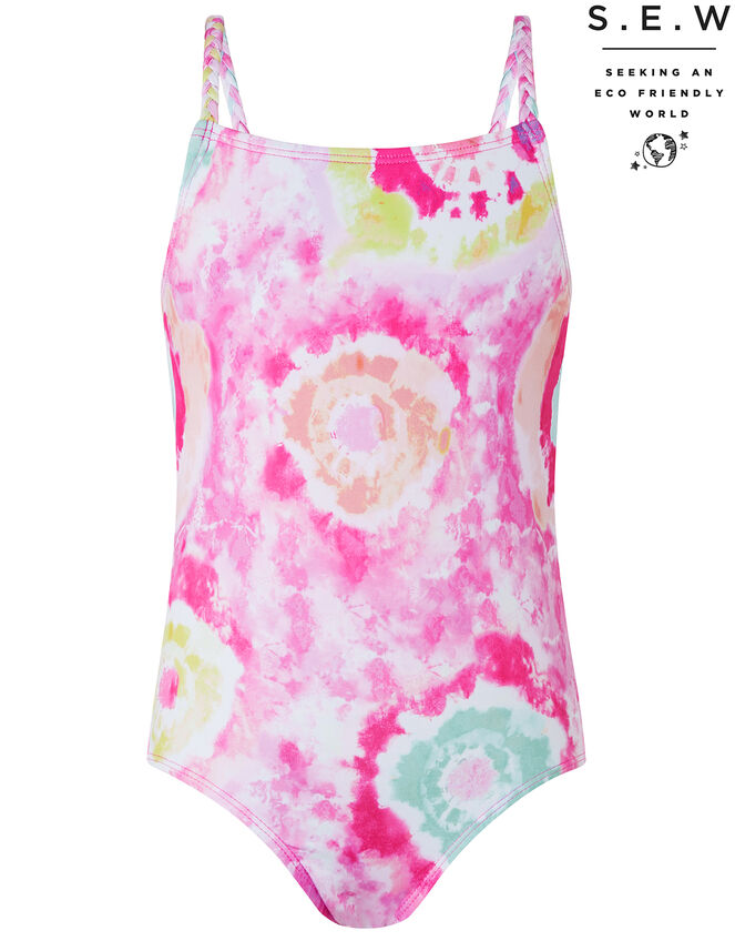 Tammy Tie Dye Swimsuit with Recycled Fabric, Pink (PINK), large