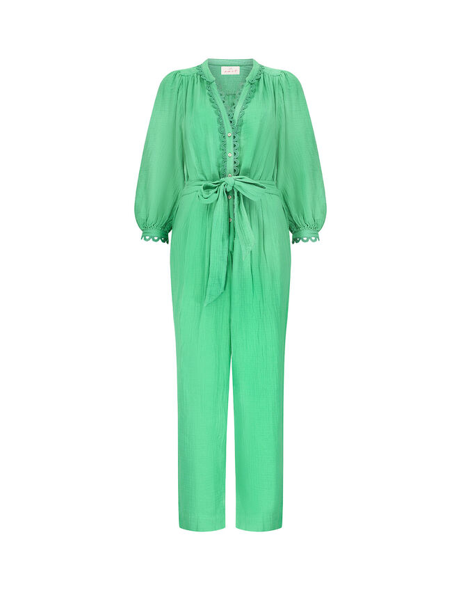 East Lace Trim Jumpsuit, Green (GREEN), large