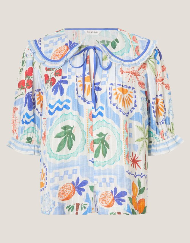 Monsoon x Charlie Taylor Printed Blouse, White (WHITE), large