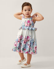 Baby Rose Floral Satin Dress, Ivory (IVORY), large