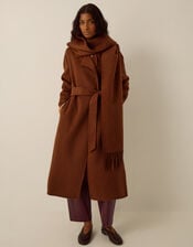Petra Wool Blend Scarf Coat, Camel (CAMEL), large