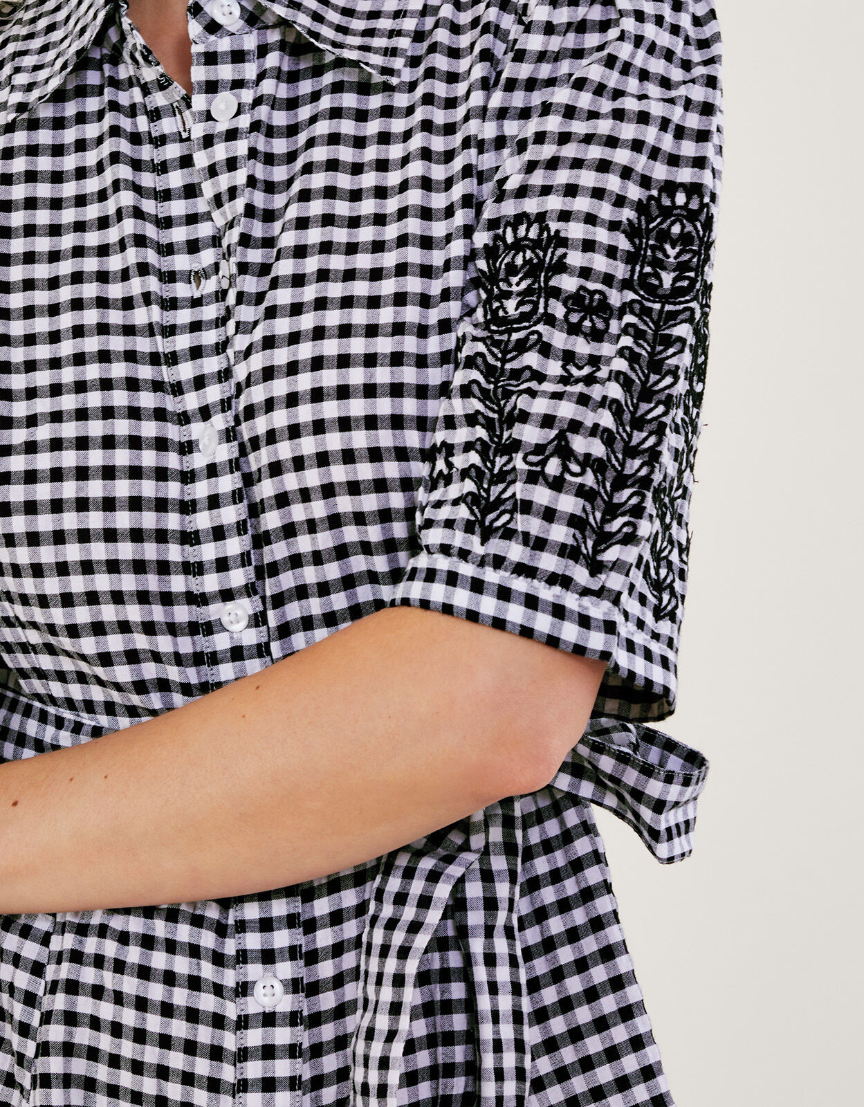 Black and white gingham shirt dress sales