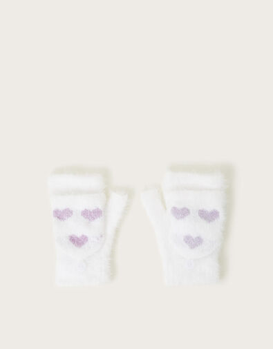 Fuzzy Heart Capped Gloves, Multi (MULTI), large