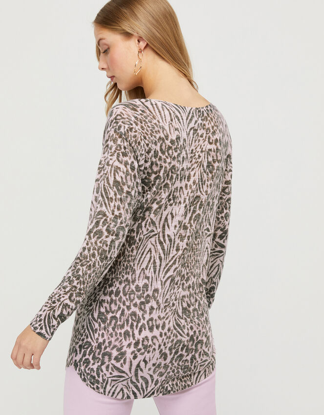Brandy Leopard Knit Jumper in Linen Blend, Multi (MULTI), large