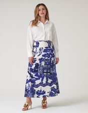 One Hundred Stars Giant Willow Print Maxi Skirt, Blue (BLUE), large