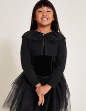 Oversized Collar Cardigan, Black (BLACK), large