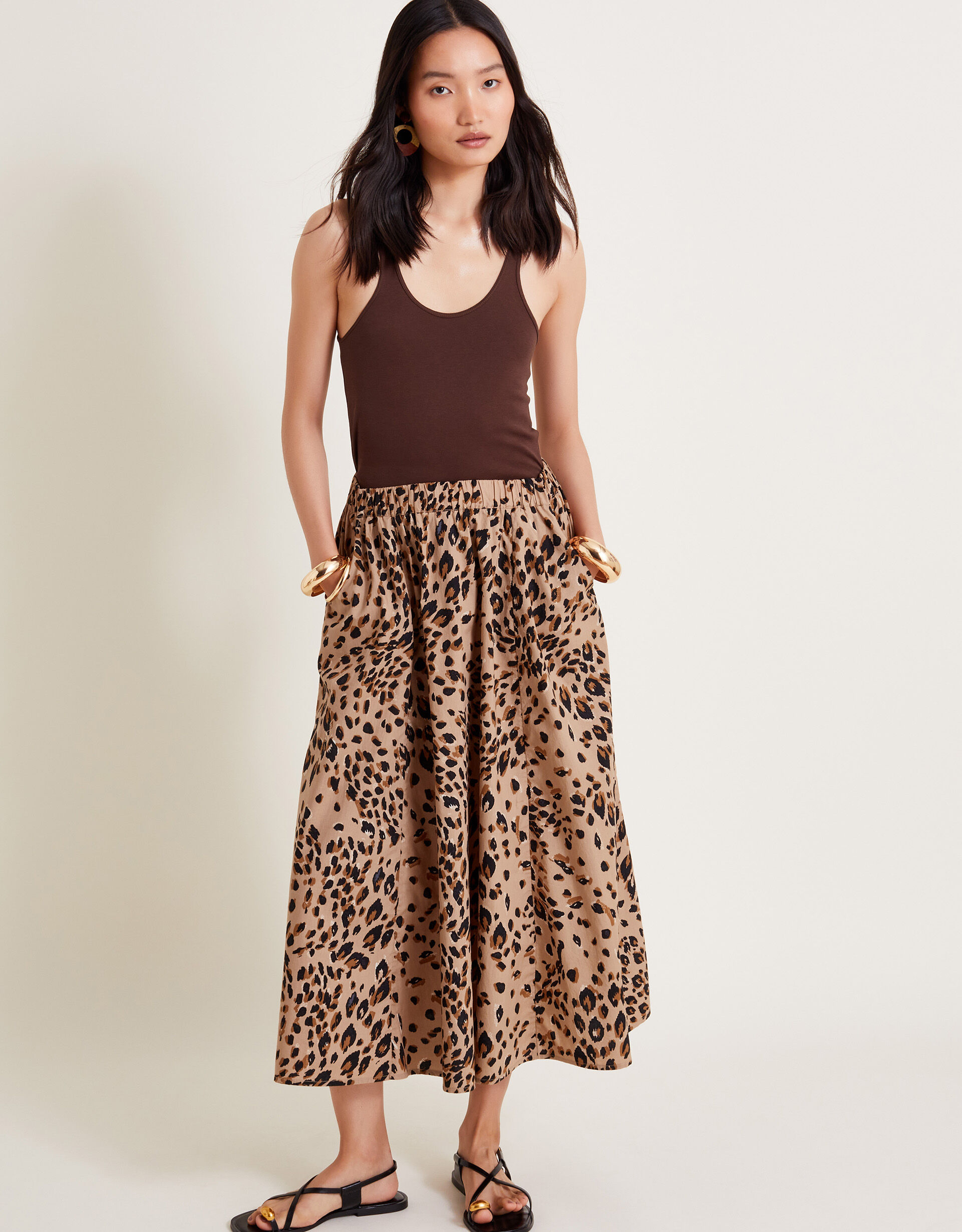 Raife Leopard Print Skirt Natural