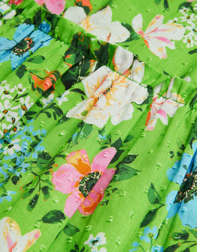 Puff Sleeve Floral Dress, Green (GREEN), large