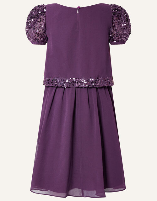 Sequin Trim Dress, Purple (PURPLE), large