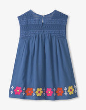 Hatley Floral Embroidered Crochet Dress, Blue (BLUE), large