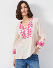 East Circe Paisley Embroidered Blouse, Pink (BLUSH), large