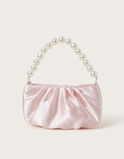 Pearl Strap Satin Party Bag, Nude (NUDE), large