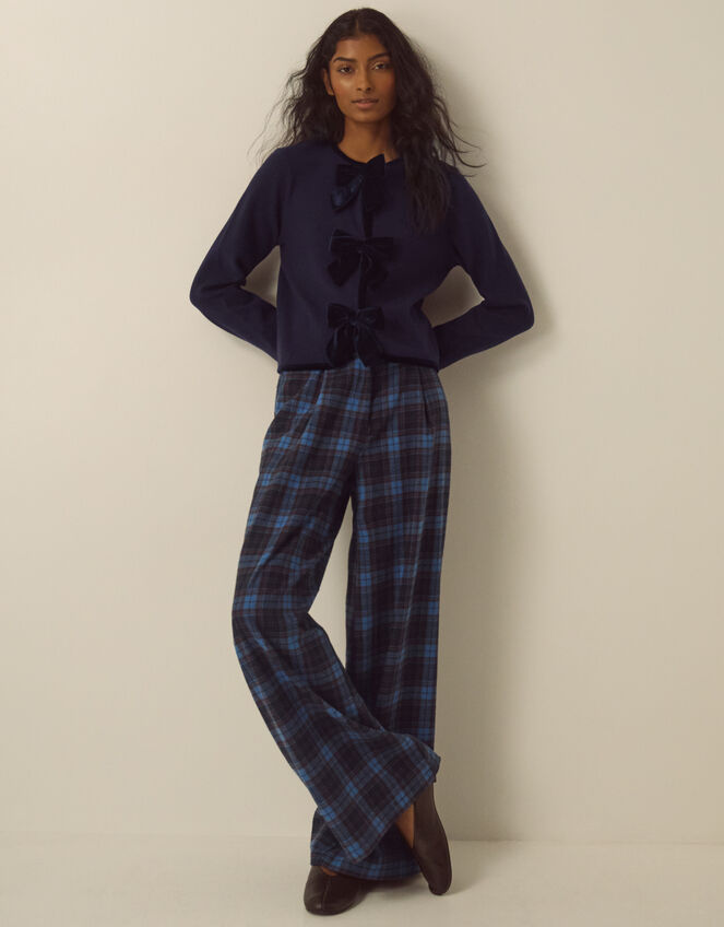 Belinda Velvet Bow Cardigan, Blue (NAVY), large