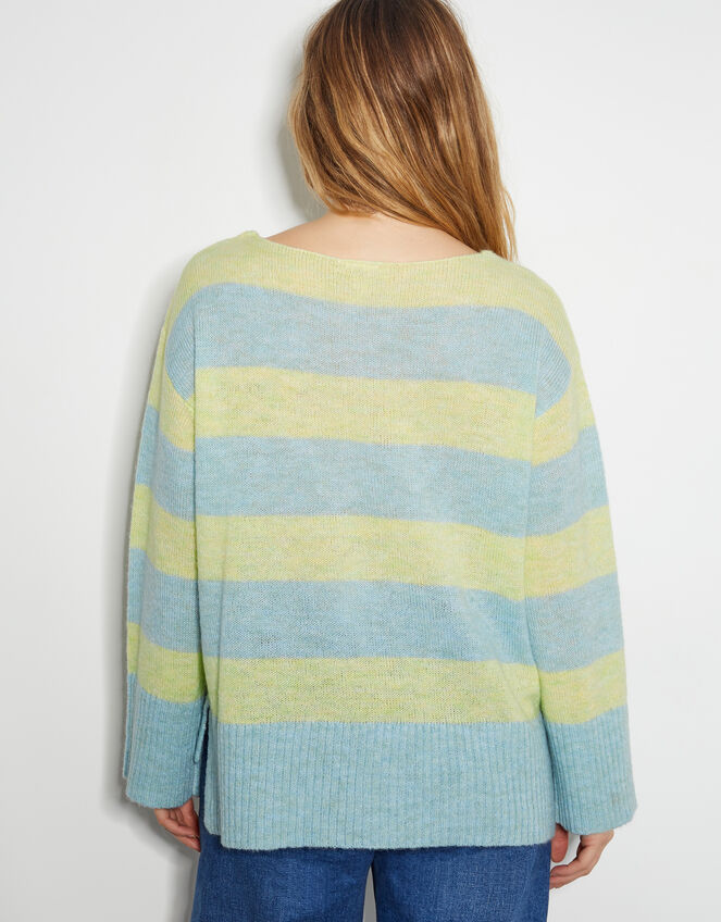 Sable Stripe V-Neck Jumper, Yellow (YELLOW), large