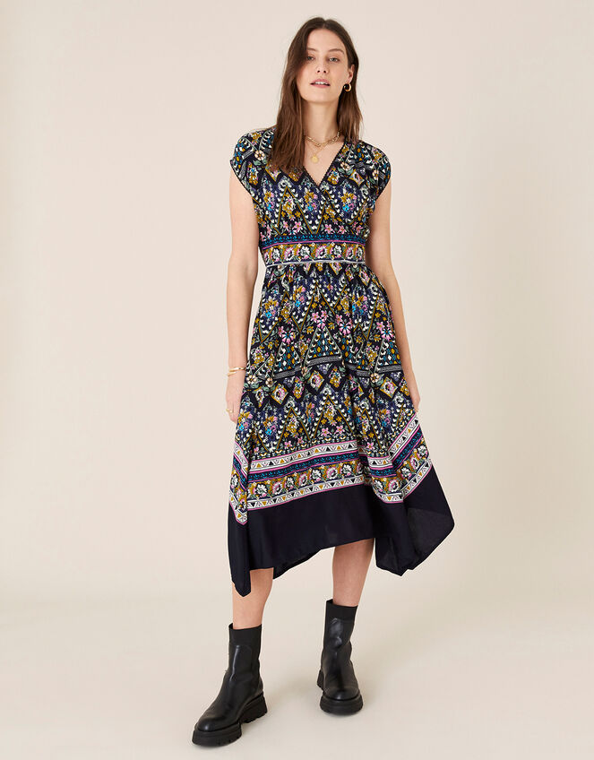 Pablo Contrast Print Hanky Hem Dress, Multi (MULTI), large